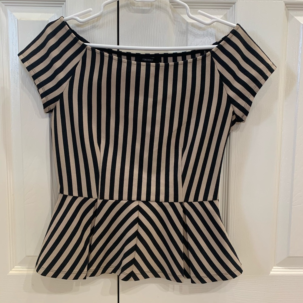 NWOT Forever 21 Striped Peplum Top